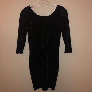 Black Crushed Velveteen Body Con with Clasp Back